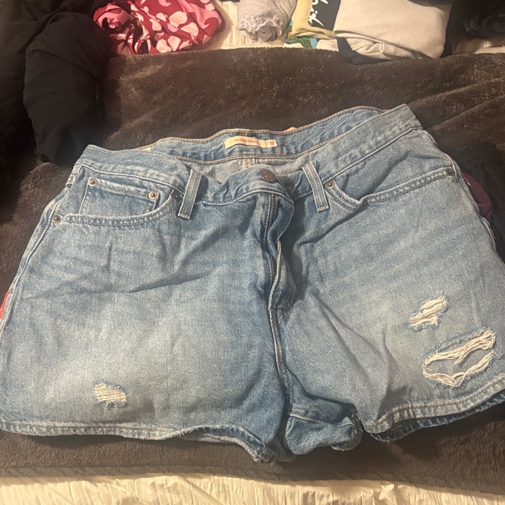 Levi's Light Blue Distressed Jean Shorts